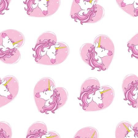 cute unicorn pattern, vector, illustrationのイラスト素材