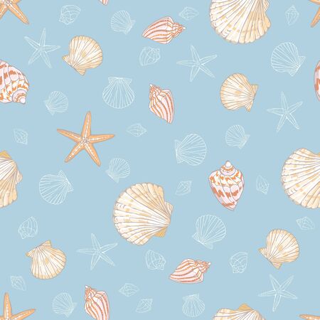 Seashell seamless pattern background.のイラスト素材