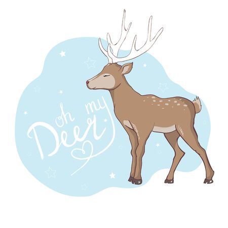 Cute deer illustration for kids.のイラスト素材