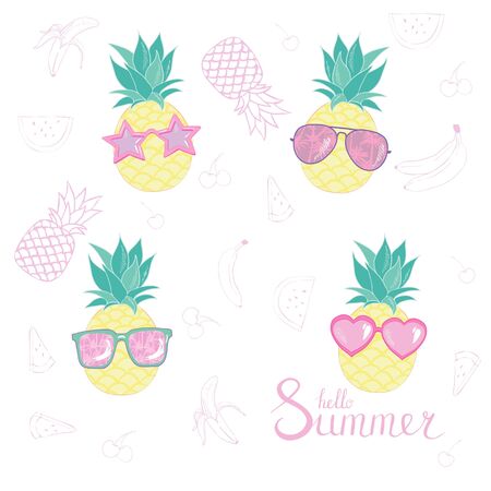 Set of pineapples.のイラスト素材