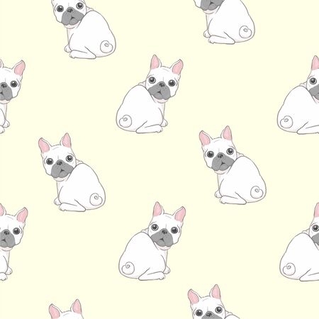Dog French bulldog with glasses seamless patternのイラスト素材