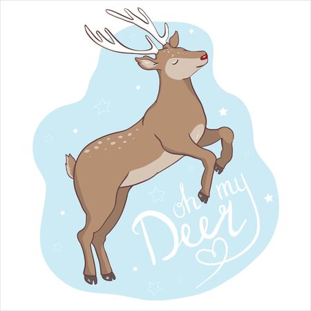Cute deer illustration for kids.のイラスト素材