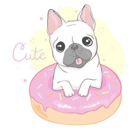 French bulldog isolated on white background.のイラスト素材