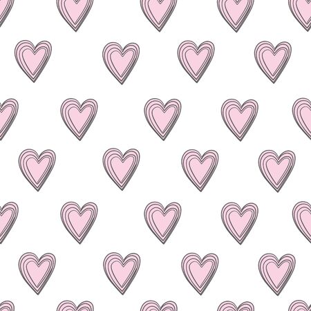 Heart doodles seamless love pattern.. Background texture for valentine's day.のイラスト素材