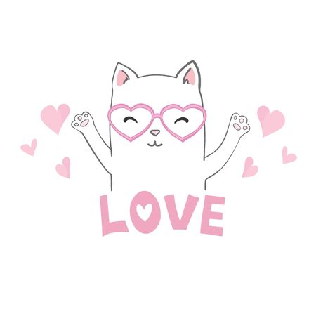 Cute cat vector design. Children illustration for School books and more. Animal print.のイラスト素材