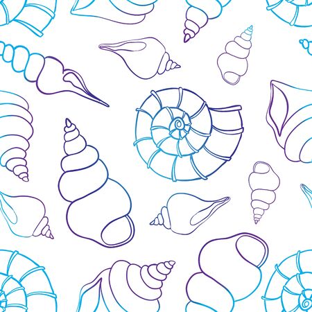 Seashell seamless pattern. Scallop vector background.のイラスト素材