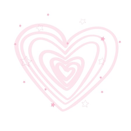 Vector illustration of beautiful hand drawn flowers and plants in heart. The best for Valentines's Dayのイラスト素材
