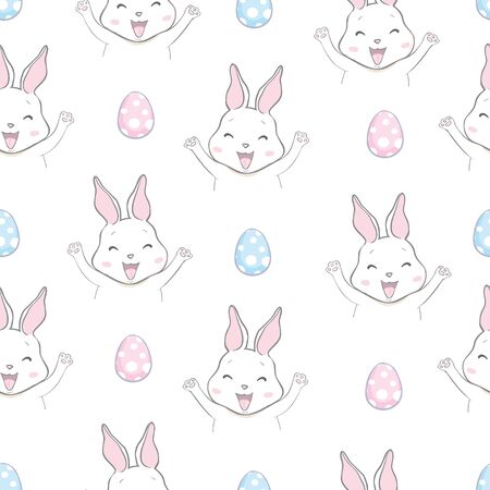 Cute Bunny Rabbit Seamless Pattern Vector Backgroundのイラスト素材