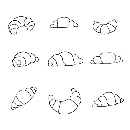 Vector hand drawn croissant icon badge bakery for design menu cafe, label and packaging.のイラスト素材