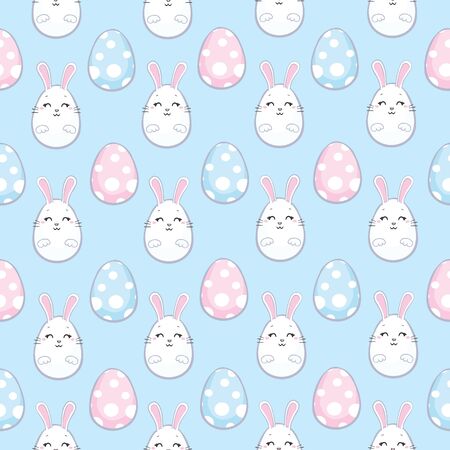 Cute Bunny Rabbit Seamless Pattern Vector Backgroundのイラスト素材