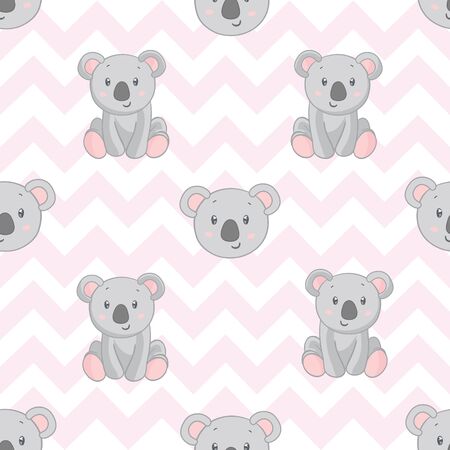 Koala bear pattern. Seamless pattern pink background.のイラスト素材