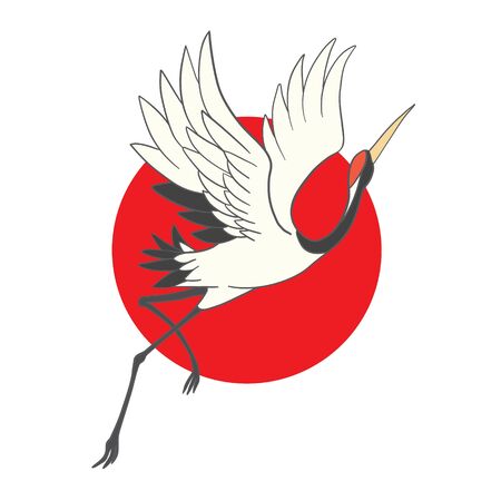 Crane bird illustration on white backgroundのイラスト素材
