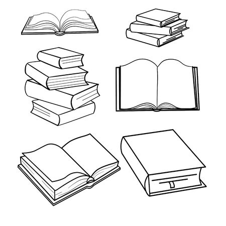 Set of sketches of books. Vector illustration.のイラスト素材