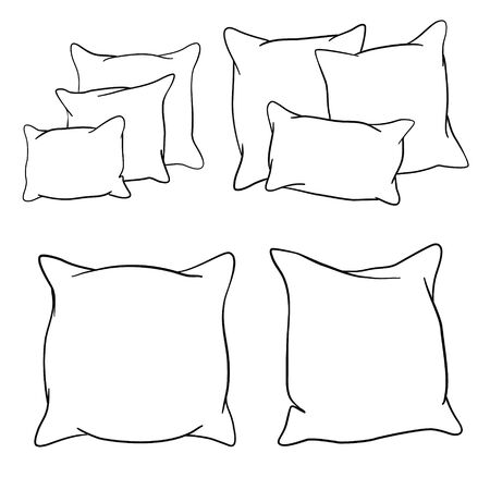sketch vector illustration of pillow, art, isolated, white, bedのイラスト素材
