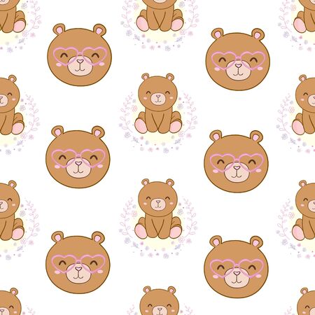 Cute Teddy bear pattern seamless background for kids.のイラスト素材