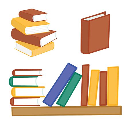 Stack of multi colored books. Vector illustration.のイラスト素材