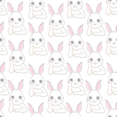 Cute Bunny Rabbit Seamless Pattern Vector Backgroundのイラスト素材