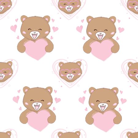 Cute Teddy bear pattern seamless background for kids.のイラスト素材