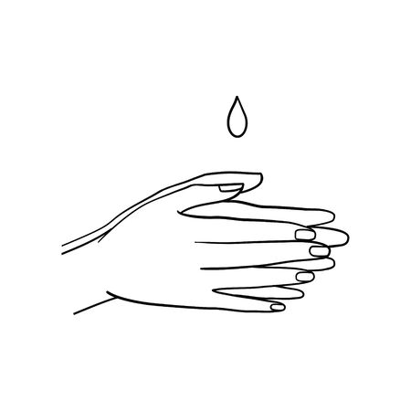 Steps To Hand Washing For Prevent Illness And Hygiene, Keep Your Healthy, Outline Icons, Sanitary, Infection, Sickness, Healthyのイラスト素材