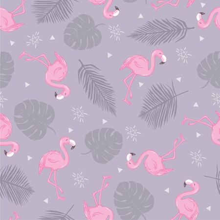 Seamless pattern with pink flamingo. Vector illustrationのイラスト素材