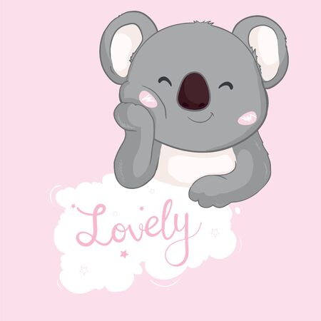 Cute Koala isolated on white background. Vector illustration. Design for child card, t-shirt.のイラスト素材