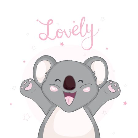 Cute Koala isolated on white background. Vector illustration. Design for child card, t-shirt.のイラスト素材