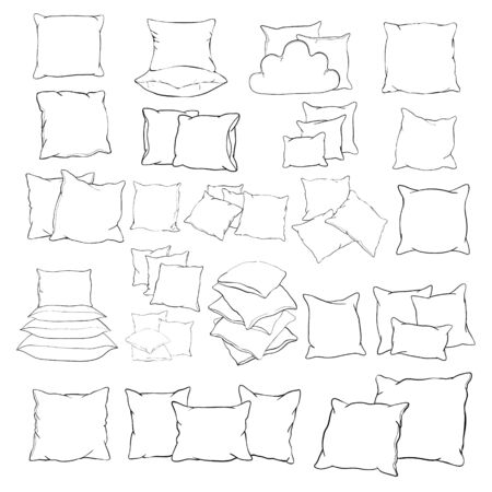 vector illustration of pillow, art, isolated, white, bedのイラスト素材