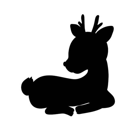 illustration with deer silhouettes isolated on white backgroundのイラスト素材