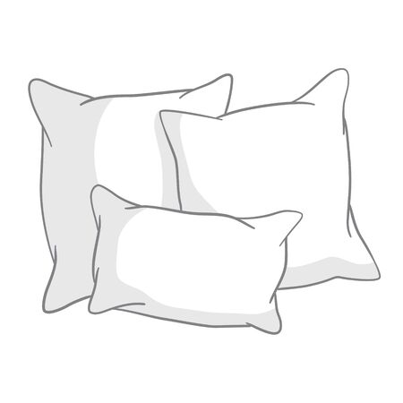 vector illustration of pillow, art, isolated, white, bedのイラスト素材