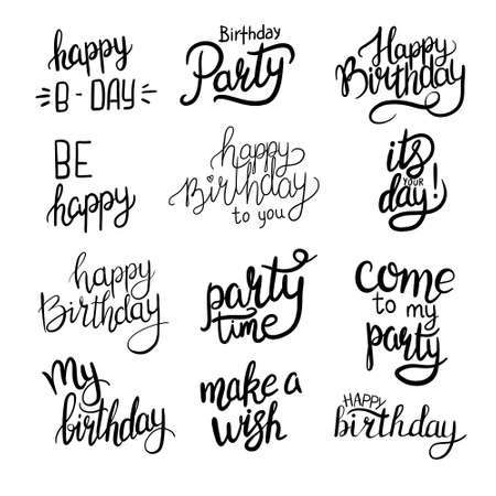 Lettering. Happy Birthday Hand-drawn card. Vector illustrationのイラスト素材