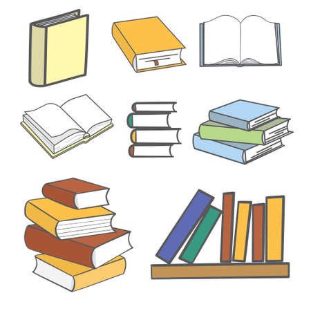 Stack of multi colored books. Vector illustration.のイラスト素材