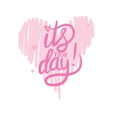 Happy Valentine's Day lettering with hearts. Hand drawn romantic phrase. Romantic hand drawn phrase. Vector illustrationのイラスト素材