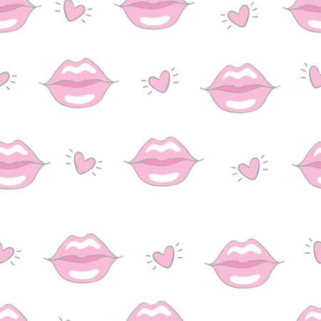 Mouth pop art vector seamless pattern. Lips illustrationのイラスト素材