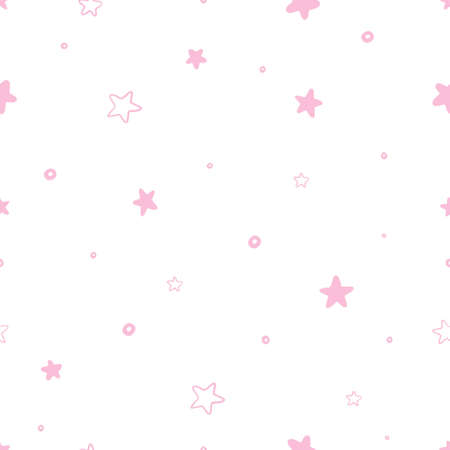 Seamless abstract stars pattern on a pink backgroundのイラスト素材