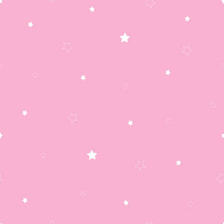 Seamless abstract stars pattern on a pink backgroundのイラスト素材