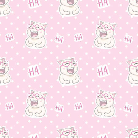 vector cat pattern, cat illustration seamless, Graphic Design patternのイラスト素材
