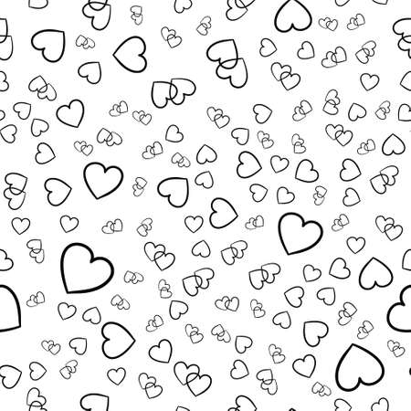 hand-drawn doodle seamless pattern with heartsのイラスト素材