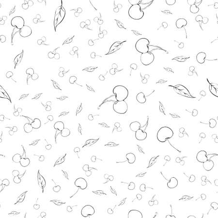 Cute hand drawn cherry seamless pattern. Design is good for printing fabrics or paperのイラスト素材