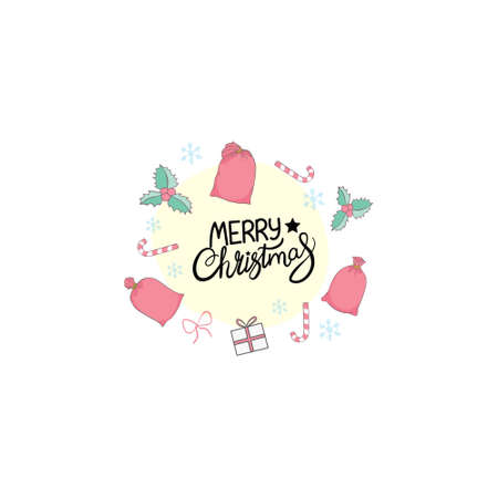 Merry Christmas. Vector  emblems, text design. Usable for banners, greeting cards, gifts etc.のイラスト素材