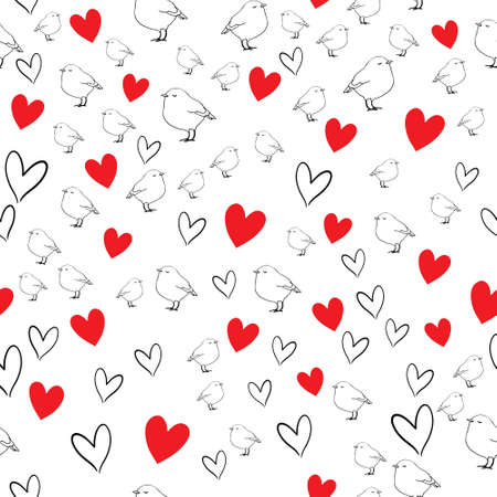Easter vector seamless pattern Chickens. Monochrome wallpaper for Easter holiday design, textile, prints, wrapping, card etc Vintage, engraving, sketch styleのイラスト素材