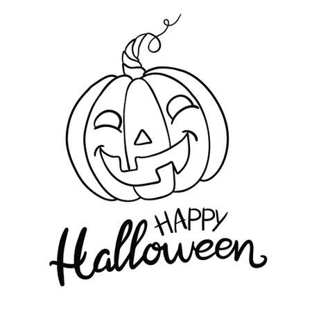 Halloween pumpkin. Vector concept in doodle and sketch style. Hand drawn illustration for printing on T-shirts, postcards. Icon and logo idea.のイラスト素材
