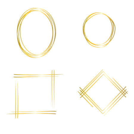 Geometric Polygonal Frames - Set of 4 trendy frames with copy spaceのイラスト素材