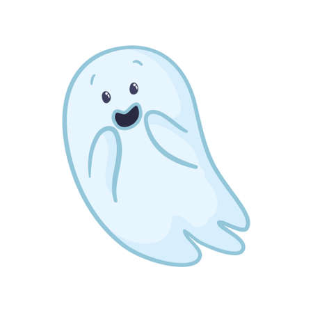 Halloween ghosts. Vector cartoon illustrations. Isolated objects on a white background. Hand-drawn style.のイラスト素材