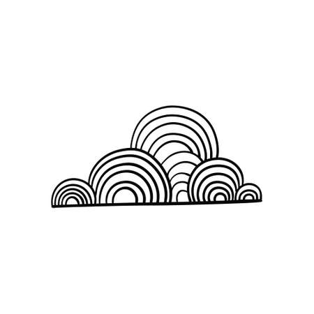 Vector Doodle cloud on white isolated backgroundのイラスト素材