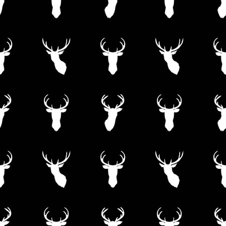Seamless Pattern of deers. Vector Background. Deer Silhouettes.のイラスト素材