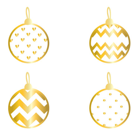 Set Christmas Golden balls isolated on white.のイラスト素材