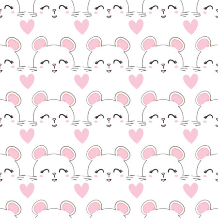 seamless little mouse pattern vector illustrationのイラスト素材