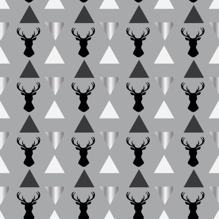 Seamless Pattern of deers. Vector Background. Deer Silhouettes.のイラスト素材