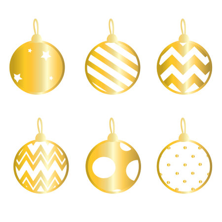 Set Christmas Golden balls isolated on white.のイラスト素材