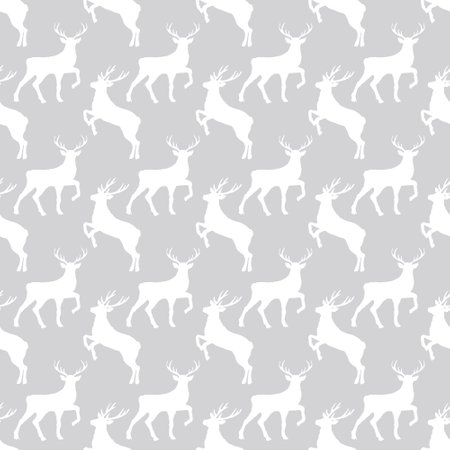 Seamless Pattern of deers. Vector Background. Deer Silhouettes.のイラスト素材